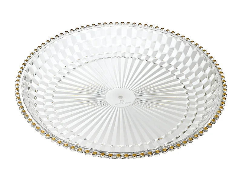 Plateau Rond Plastique D38.5cm Sabah Transparent, Or