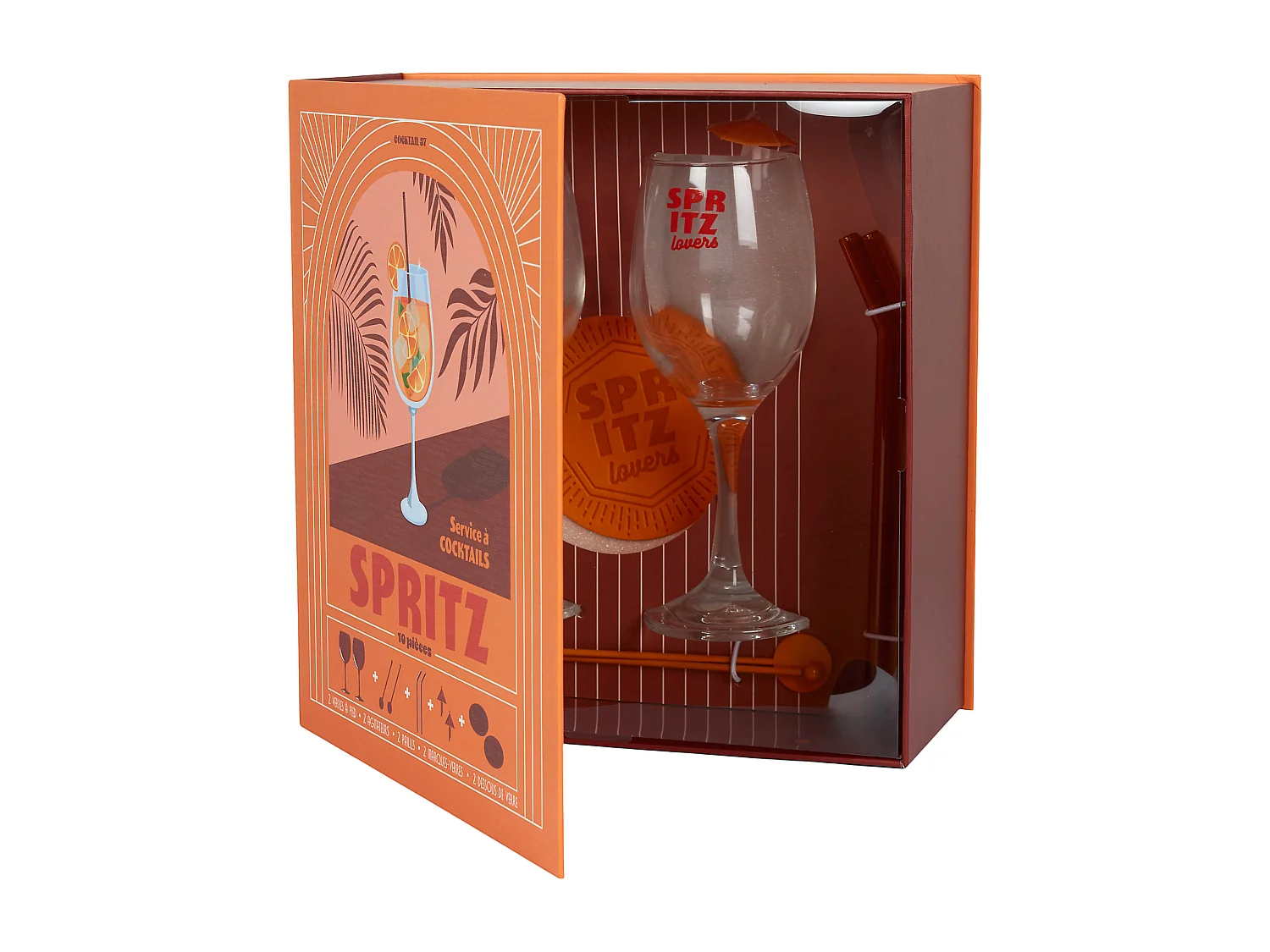 Coffret Cocktail 10pcs Spritz Orange, Rouge
