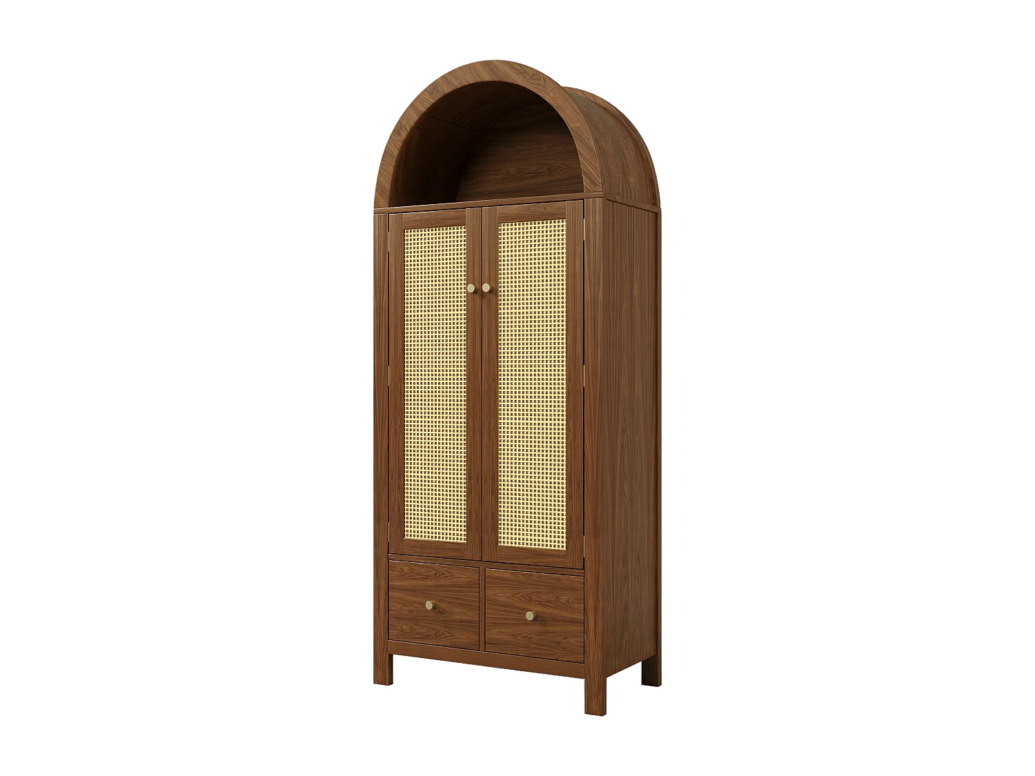 Armoire avec 2 portes et 2 tiroirs - Couleur noyer 78x45x181 cm