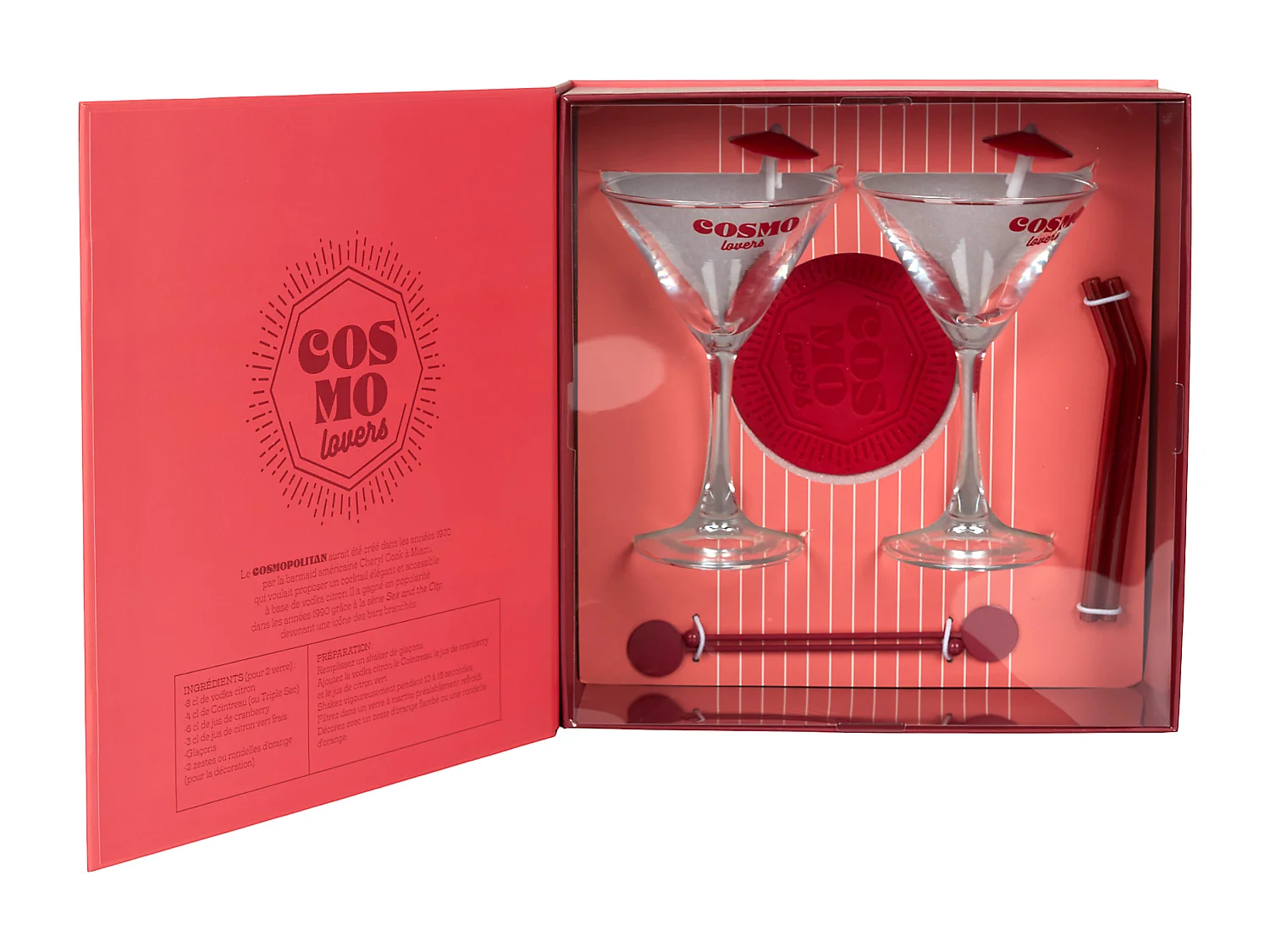 Coffret Cocktail 10pcs Cosmopolitain Rouge