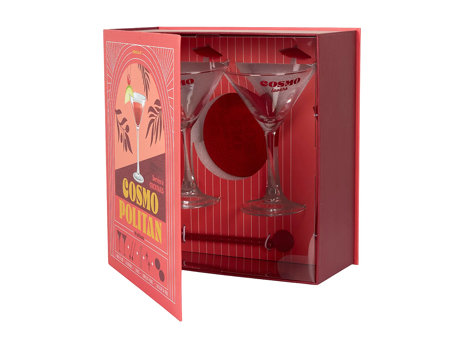 Coffret Cocktail 10pcs Cosmopolitain Rouge