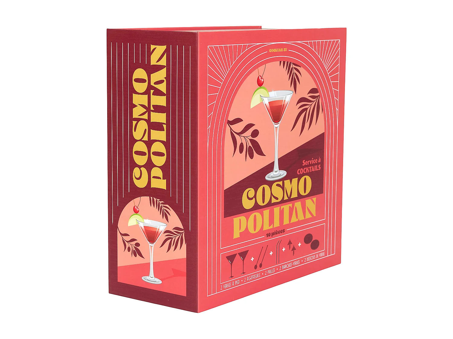 Coffret Cocktail 10pcs Cosmopolitain Rouge