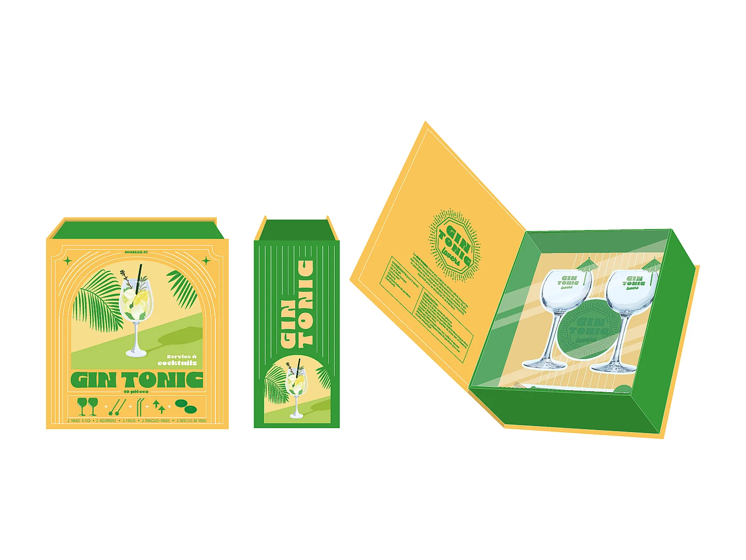 Coffret Cocktail 10pcs Gin Tonic Vert, Jaune