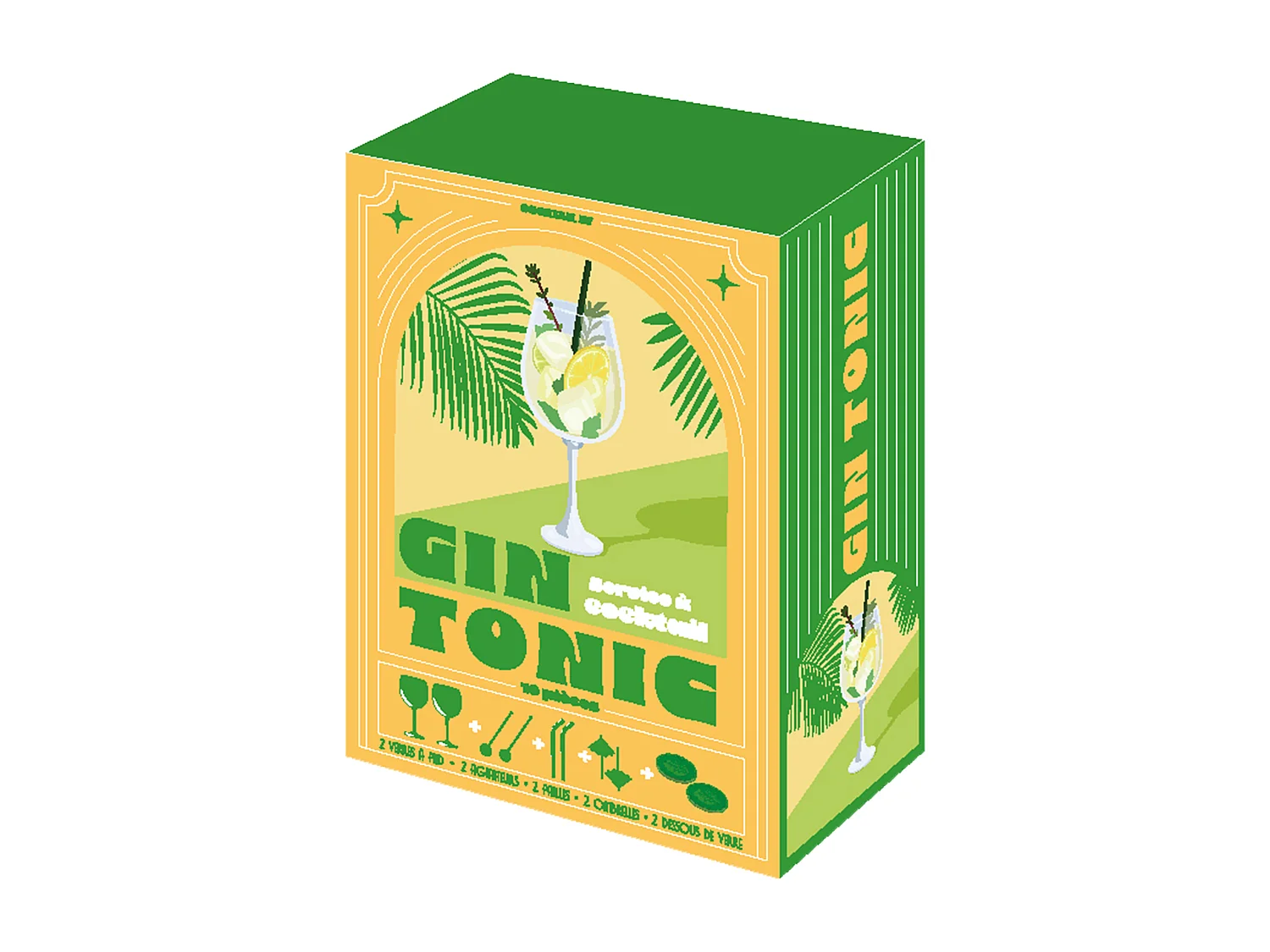 Coffret Cocktail 10pcs Gin Tonic Vert, Jaune