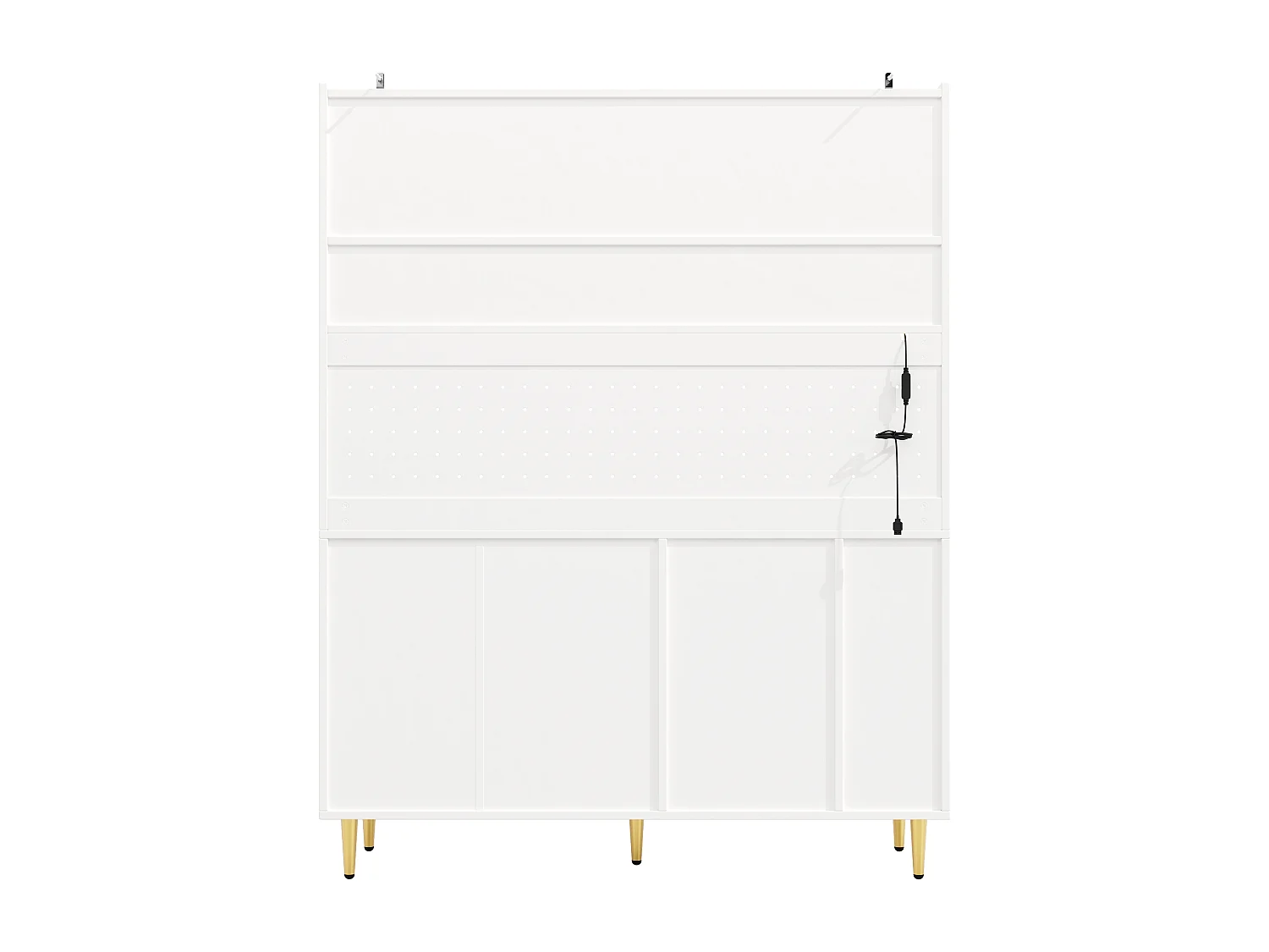 Keukendressoir met ledverlichting, 4 deuren, 3 lades en wijnrek - Wit