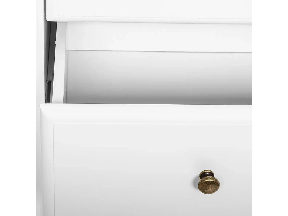 Meuble d'entrée Console 2 tiroirs coloris blanc et bois - Longueur 110 x Profondeur 40 x Hauteur 85cm