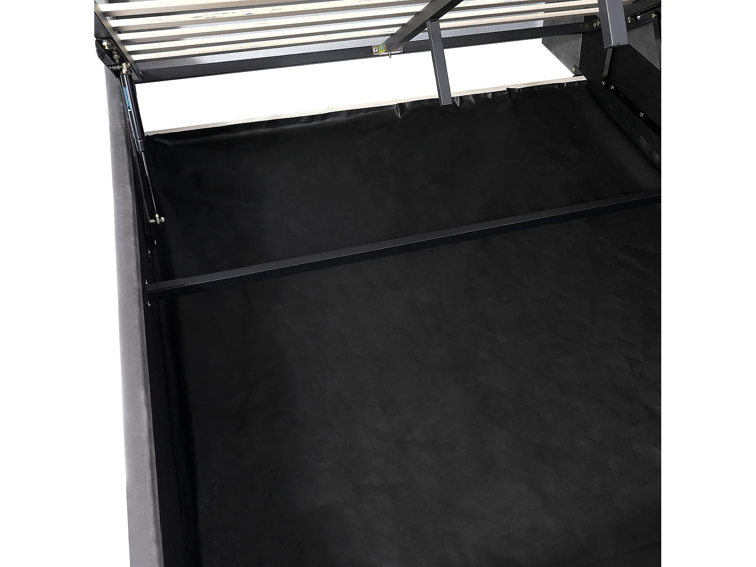 Cama basculante para adultos de 140 x 200 cm con LED y puertos USB/Tipo C - Terciopelo gris