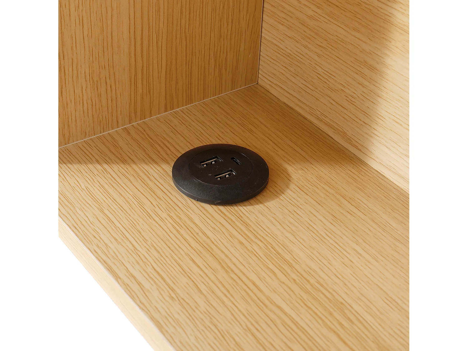 Lit coffre simple 90x200 cm avec LED et ports USB/Type-C - Velours beige