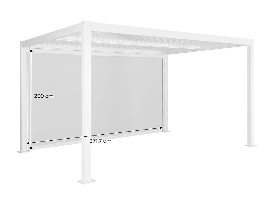 Pergola bioclimatica 3x4m in alluminio e acciaio + tenda 4m, nero