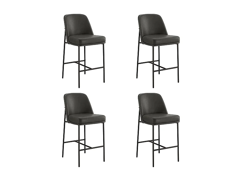 Lot de 4 Tabouret de Bar,Chaise de Bar,Chaises Hautes en PU, avec Dossier et Repose-Pieds, Hauteur 97 cm, pour Bars et Cuisine Gris foncé