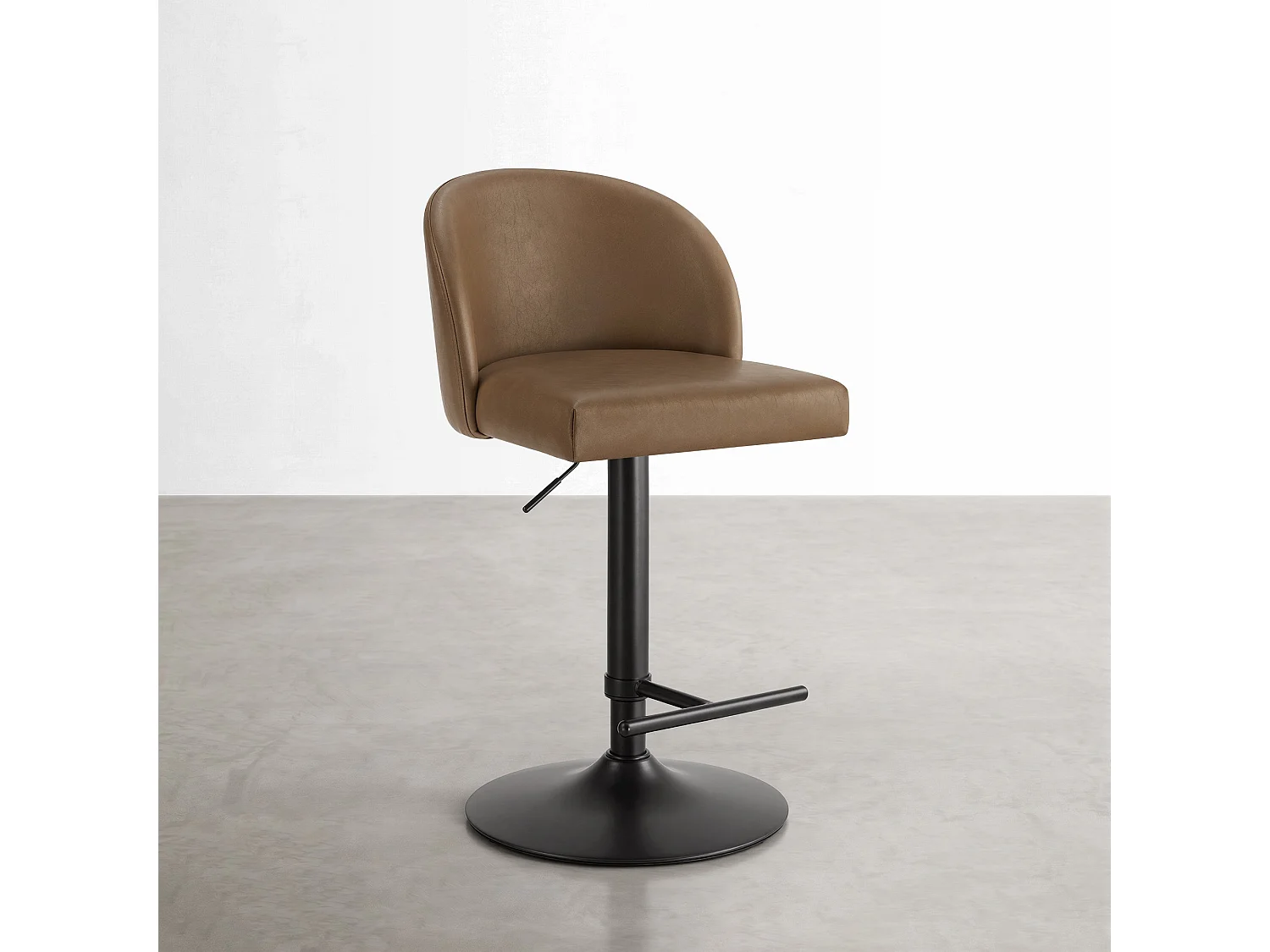 Lot de 6 Tabouret de Bar Réglable en Hauteur, Revêtement en PU, Rotatif sur 360°-Marron