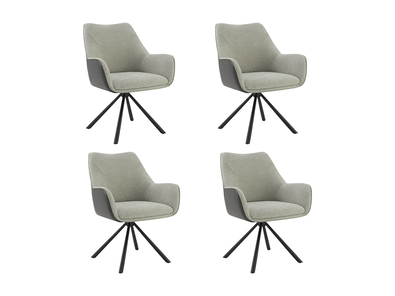 Lot de 4 Chaises de Salle à Manger, Fauteuil Pivotant à  360°, Chaise de Cuisine