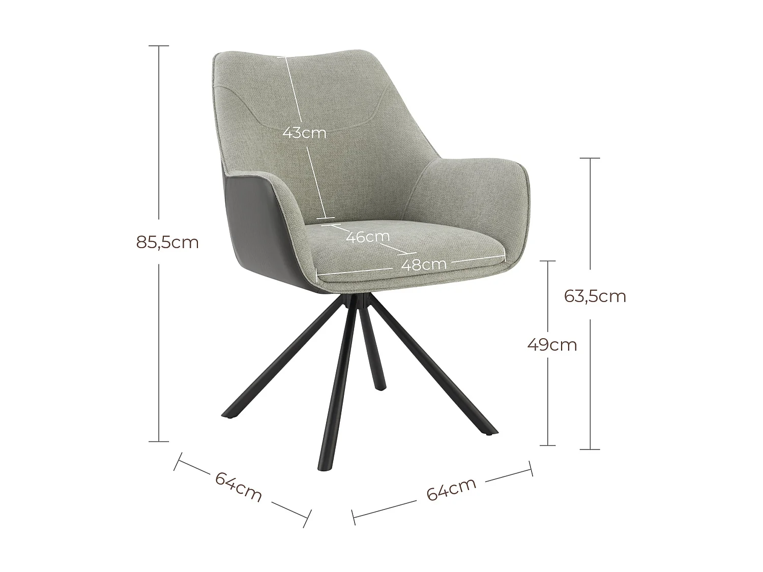 Lot de 4 Chaises de Salle à Manger, Fauteuil Pivotant à  360°, Chaise de Cuisine