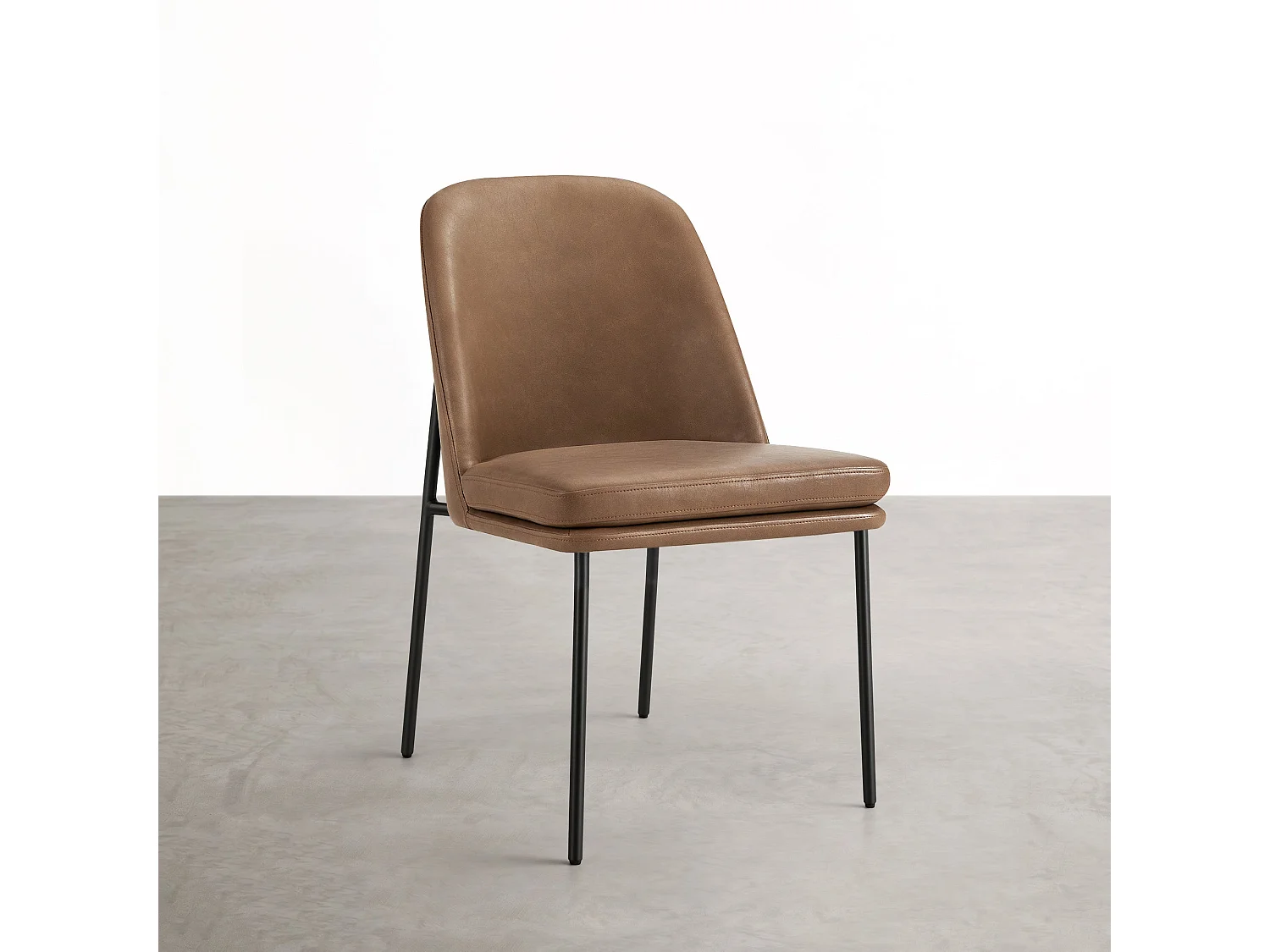 Lot de 6 Chaises de Salle à Manger, Pieds en Métal, Avec Dossier, en PU, Style Moderne marron