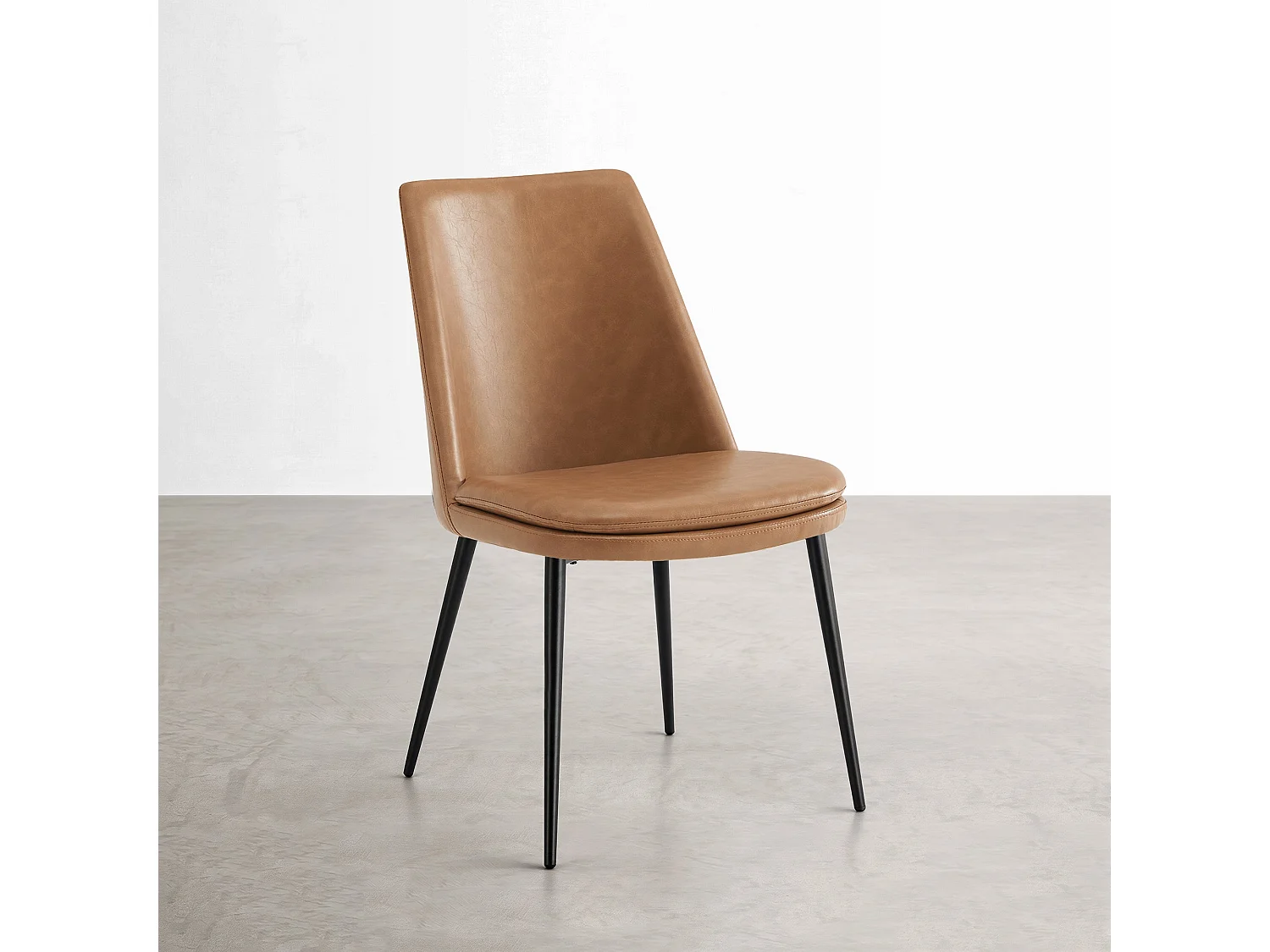 Lot de 6 Chaises de Salle à Manger, en PU, Pieds en Métal, Avec Dossier Marron