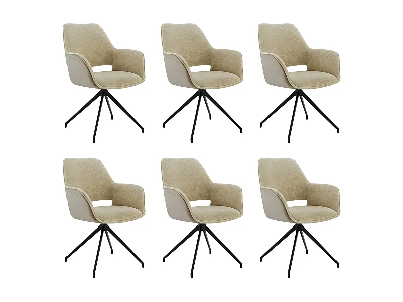 Lot de 6 Chaises de Salle à Manger,  Fauteuil Pivotant à 360 degrés, Chaise de Cuisine  Coussinets de Pied Réglables Beige