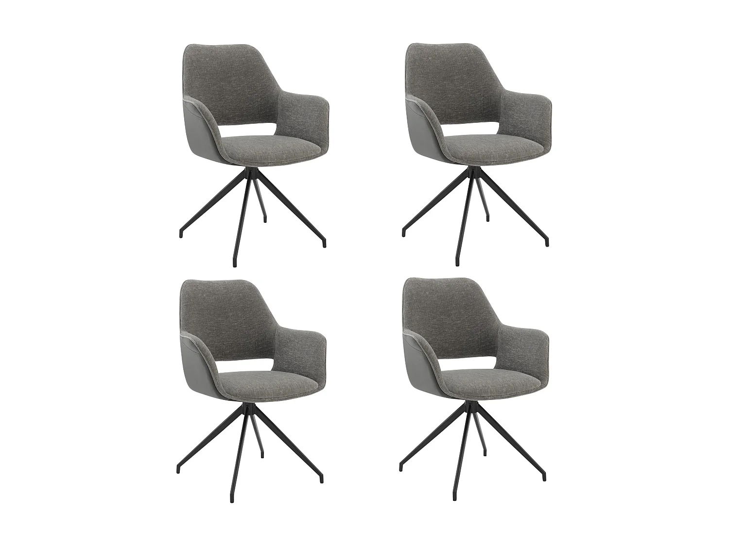 Lot de 4 Chaises de Salle à Manger,  Fauteuil Pivotant à  360°, Chaise de Cuisine  Coussinets de Pied Réglable Gris