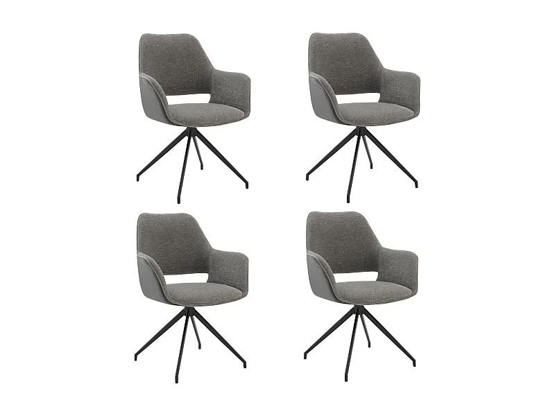 Lot de 4 Chaises de Salle à Manger,  Fauteuil Pivotant à  360°, Chaise de Cuisine  Coussinets de Pied Réglable Gris