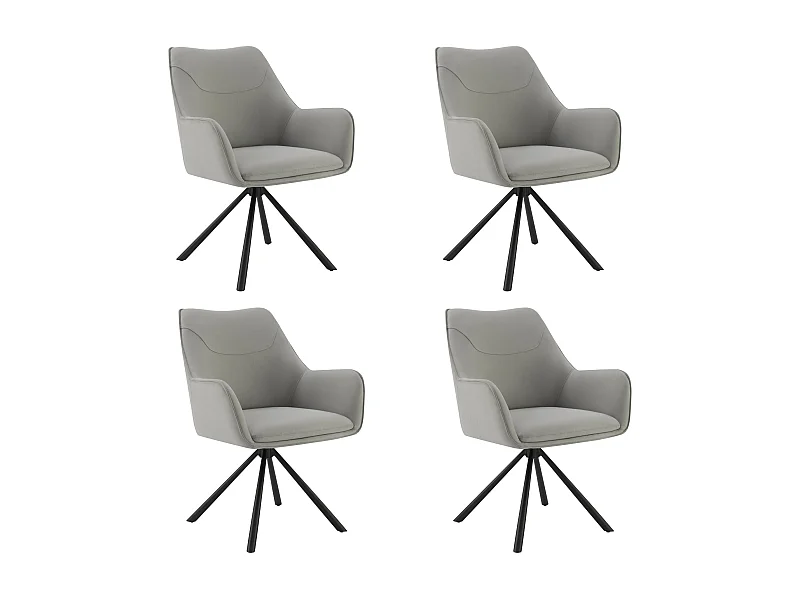 Lot de 4 Chaises de Salle à Manger, Fauteuil Pivotant à  360°, Chaise de Cuisine Coussinets de Pied Réglable Gris