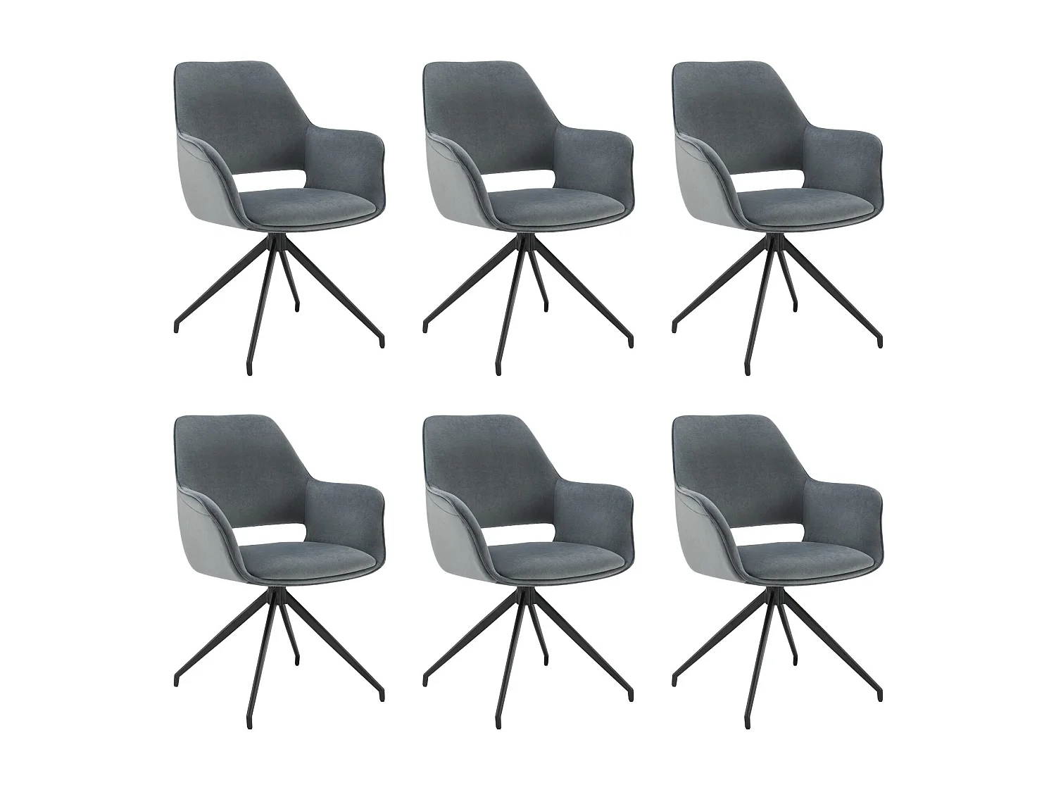 Lot de 6 Chaises de Salle à Manger,  Fauteuil Pivotant à 360 degrés, Chaise de Cuisine  Coussinets de Pied Réglables Bleu Foncé
