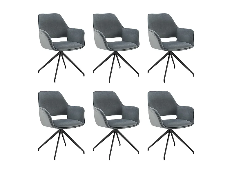 Lot de 6 Chaises de Salle à Manger,  Fauteuil Pivotant à 360 degrés, Chaise de Cuisine  Coussinets de Pied Réglables Bleu Foncé