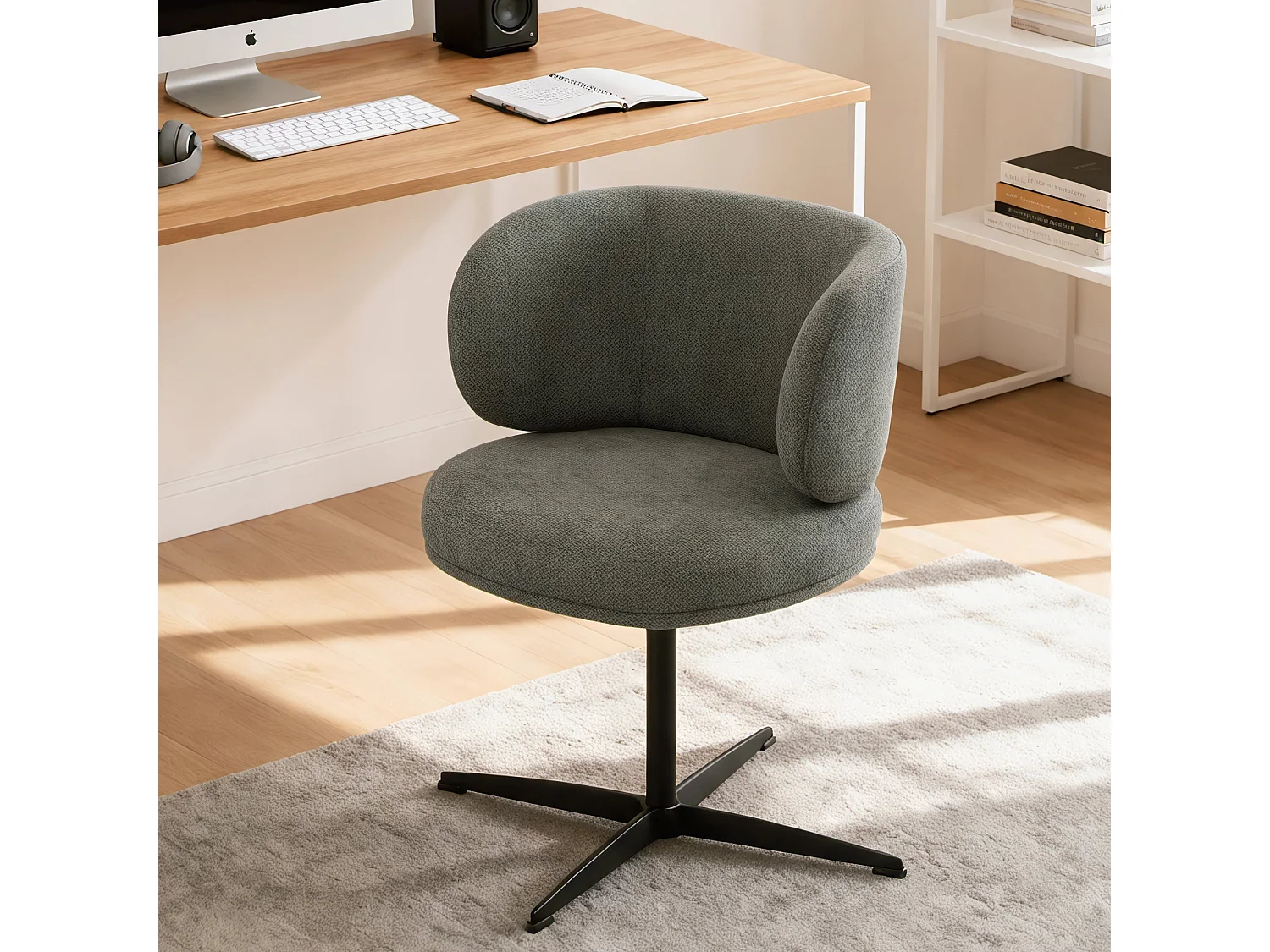 Lot de 4 Chaises de Salle à Manger Chaise de Bureau Pivotante Chaise pour Chambre-coiffeuse Gris