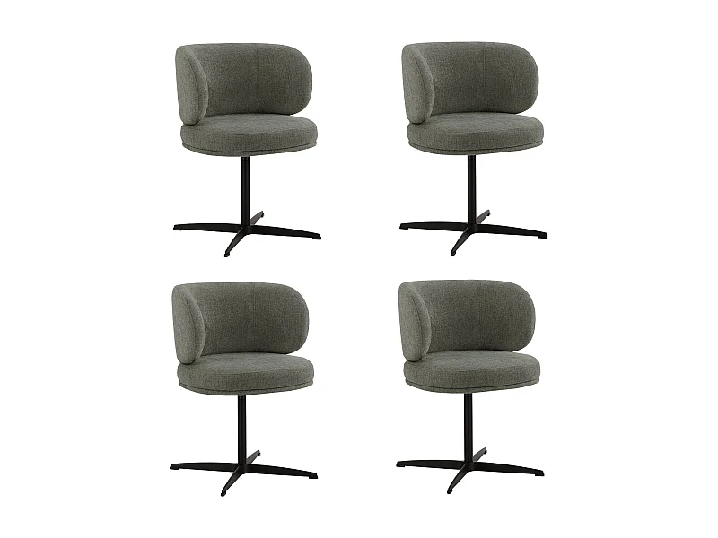 Lot de 4 Chaises de Salle à Manger Chaise de Bureau Pivotante Chaise pour Chambre-coiffeuse Gris
