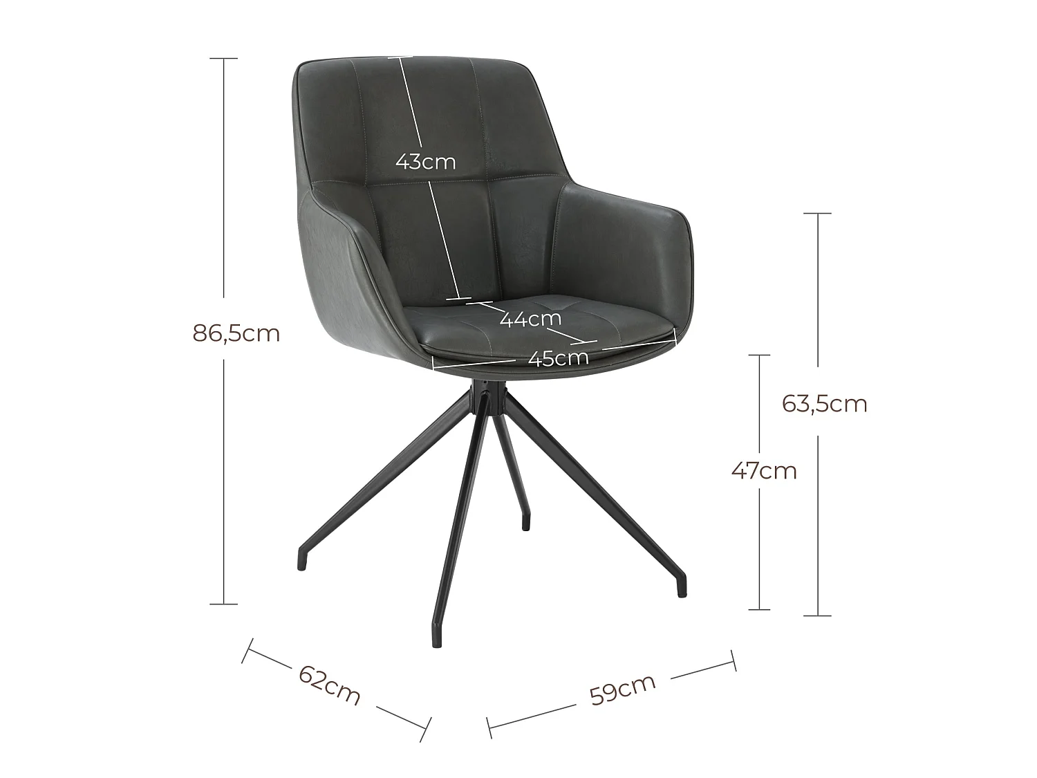 Lot de 4 Chaises de Salle à Manger,  Fauteuil Pivotant à 360° , Chaise de Cuisine en PU