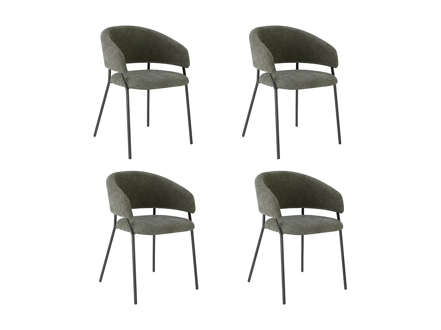 Lot de 4 Chaises de Salle à Manger, Pieds en Métal, Avec Dossier, Style Industriel Gris foncé