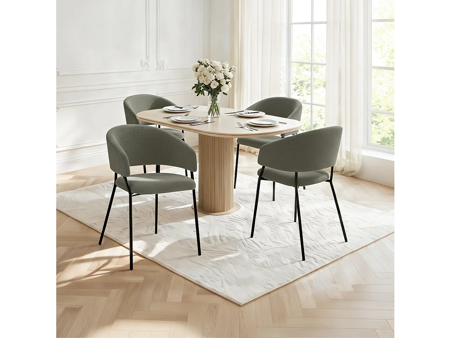 Lot de 4 Chaises de Salle à Manger, Pieds en Métal, Avec Dossier, Style Industriel Gris foncé