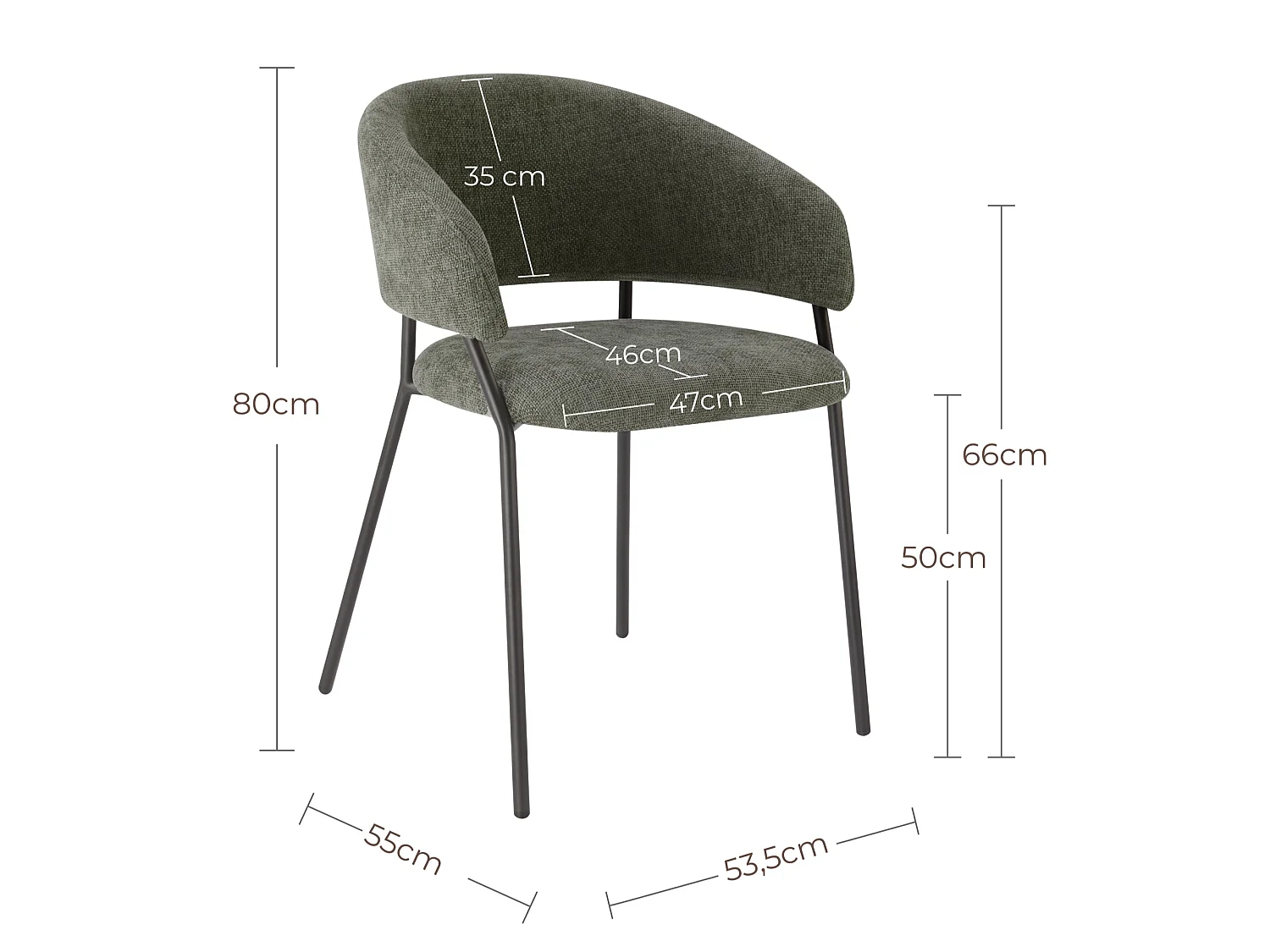 Lot de 4 Chaises de Salle à Manger, Pieds en Métal, Avec Dossier, Style Industriel Gris foncé