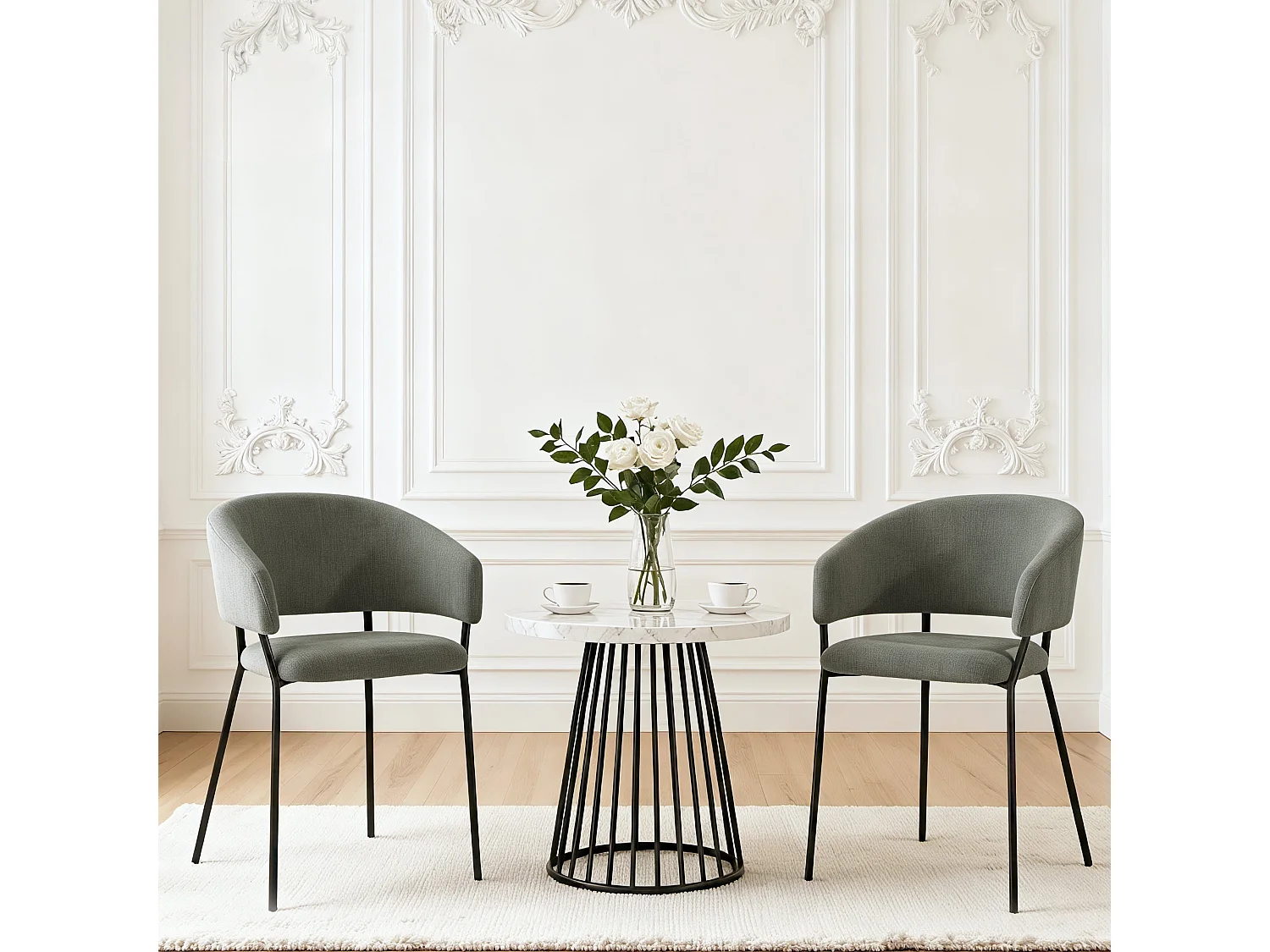 Lot de 4 Chaises de Salle à Manger, Pieds en Métal, Avec Dossier, Style Industriel Gris foncé