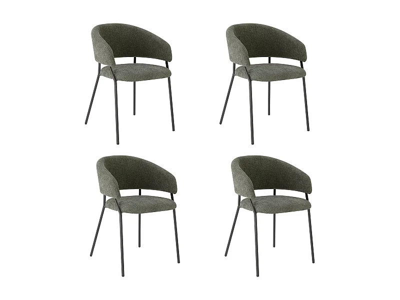 Lot de 4 Chaises de Salle à Manger, Pieds en Métal, Avec Dossier, Style Industriel Gris foncé