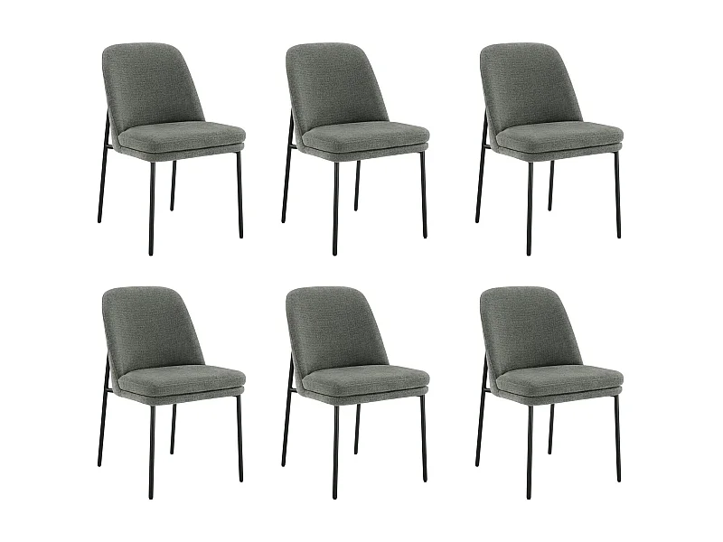 Lot de 6 Chaises de Salle à Manger, Pieds en Métal, Avec Dossier, Style Moderne Gris foncé