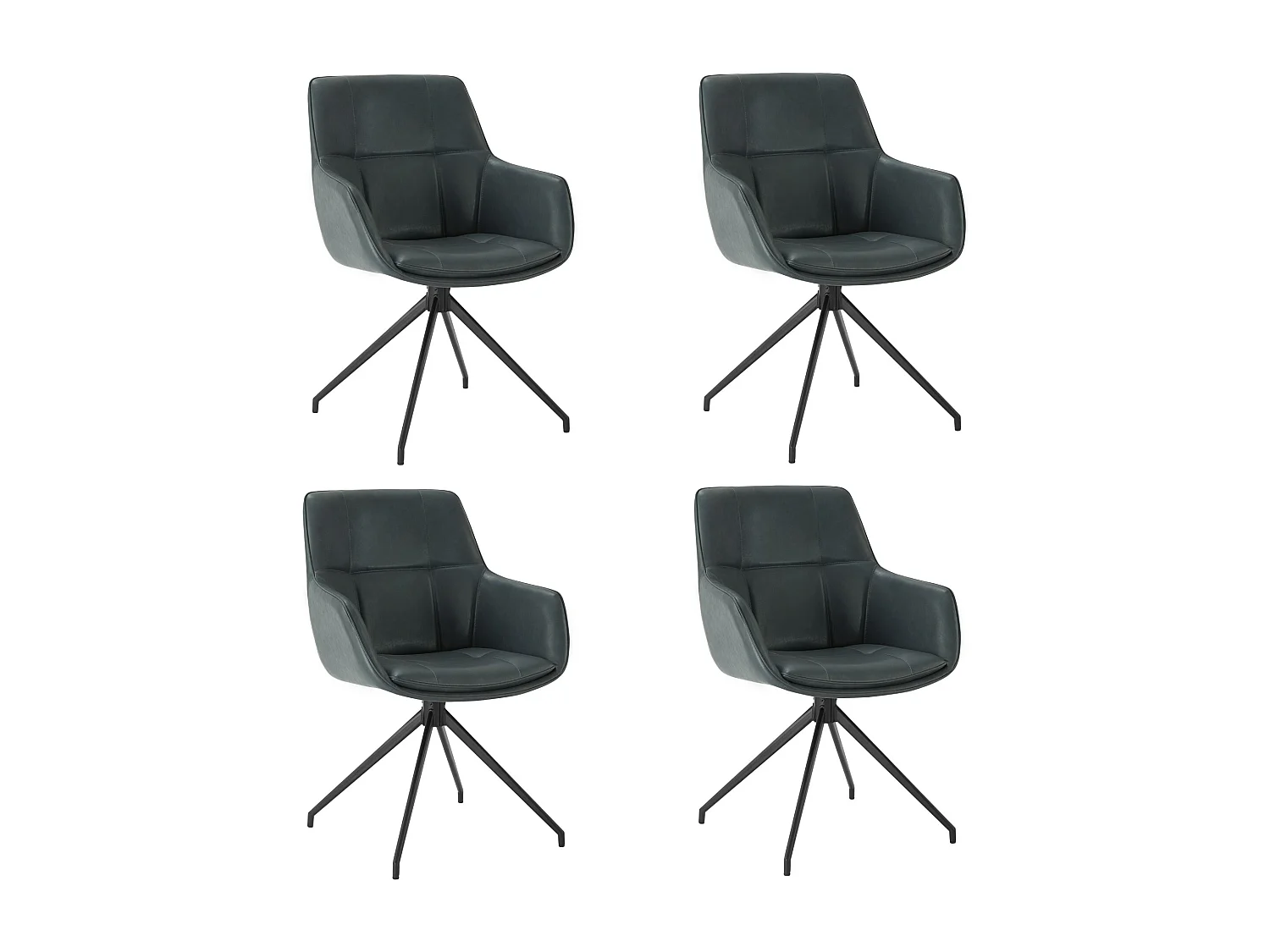 Lot de 4 Chaises de Salle à Manger,  Fauteuil Pivotant à 360°, Chaise de Cuisine en PU Coussinets de Pied Réglable Bleu foncé