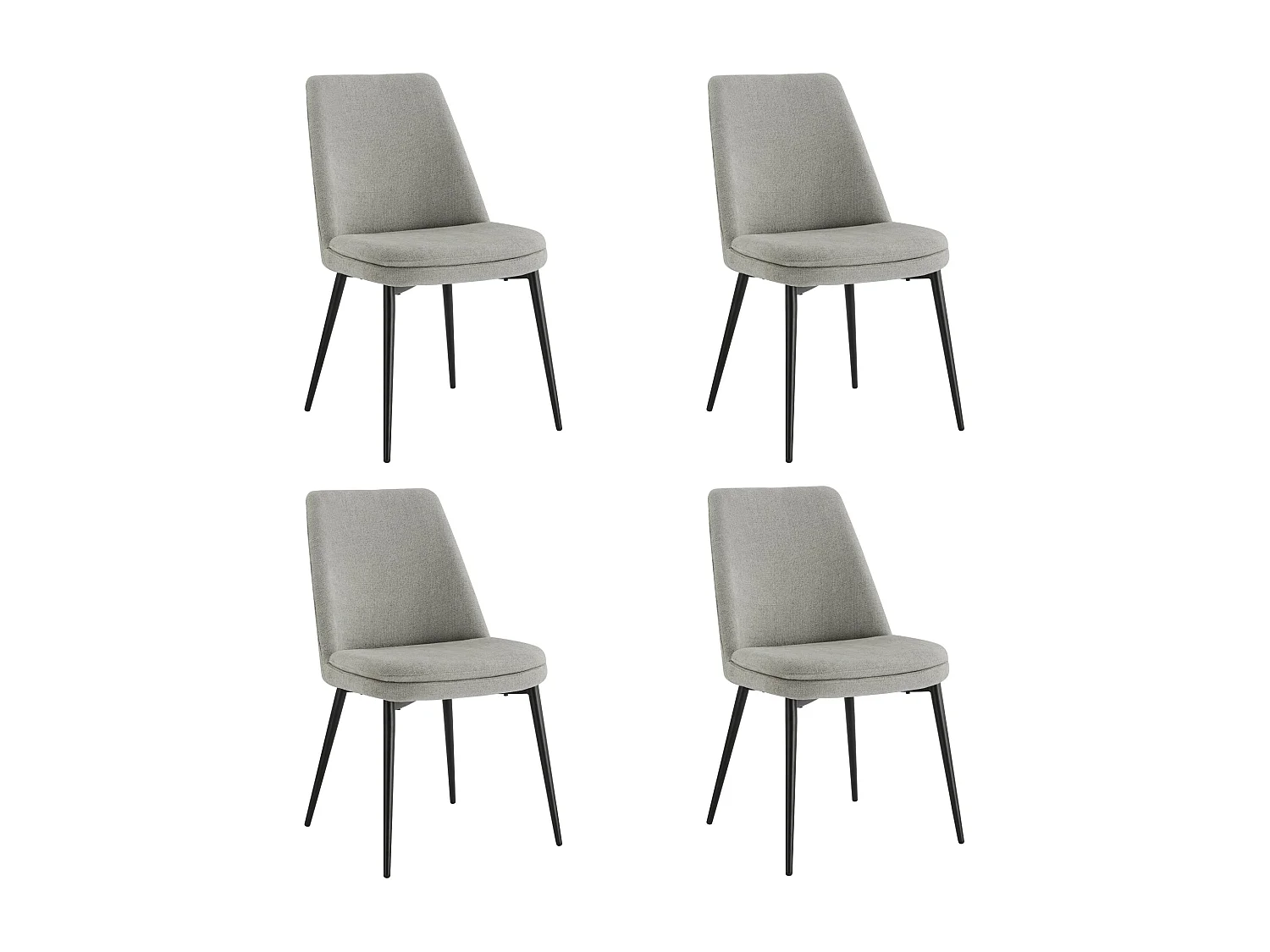 Lot de 4 Chaises de Salle à Manger, Pieds en Métal, Avec Dossier,en Chenille Gris clair