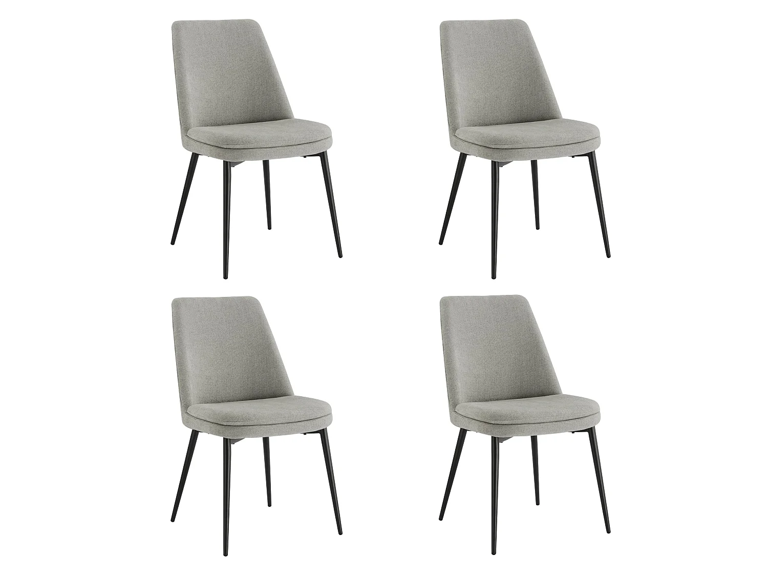 Lot de 4 Chaises de Salle à Manger, Pieds en Métal, Avec Dossier,en Chenille Gris clair