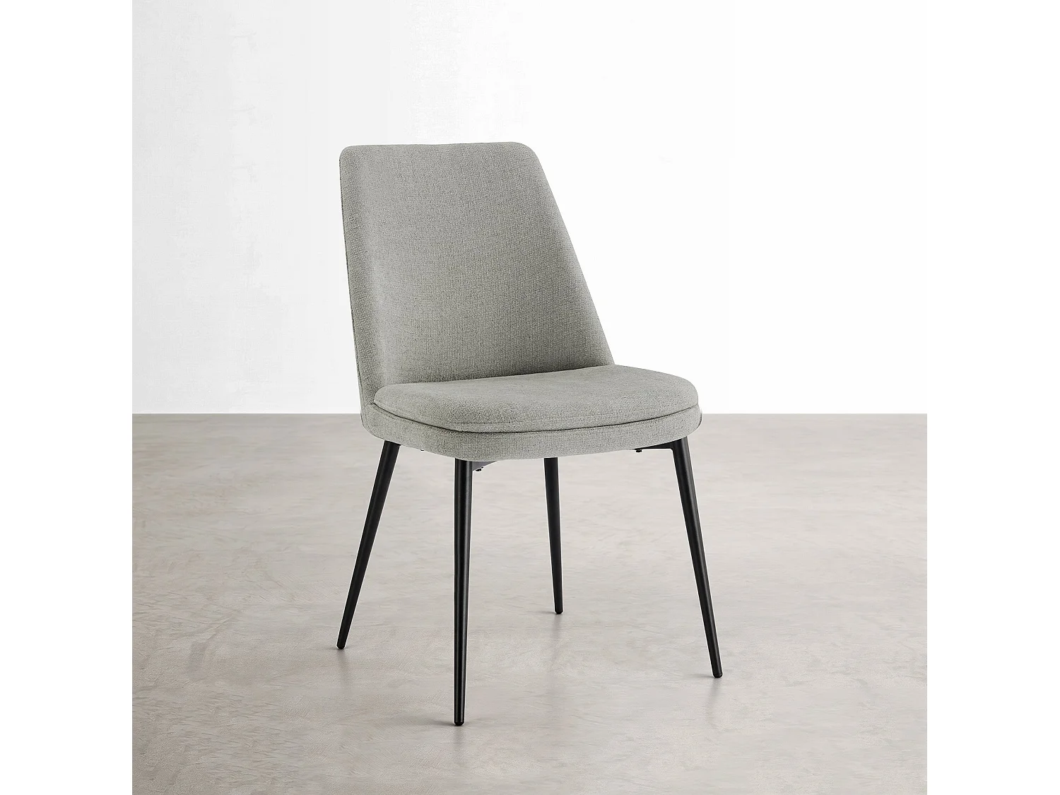 Lot de 4 Chaises de Salle à Manger, Pieds en Métal, Avec Dossier,en Chenille Gris clair
