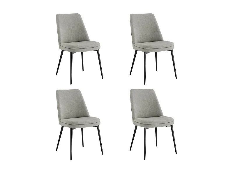 Lot de 4 Chaises de Salle à Manger, Pieds en Métal, Avec Dossier,en Chenille Gris clair
