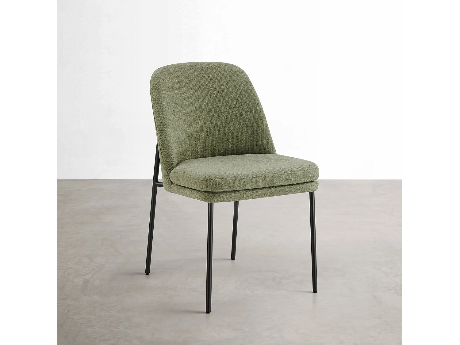 Lot de 4 Chaises de Salle à Manger, Pieds en Métal, Avec Dossier, Style Moderne Vert