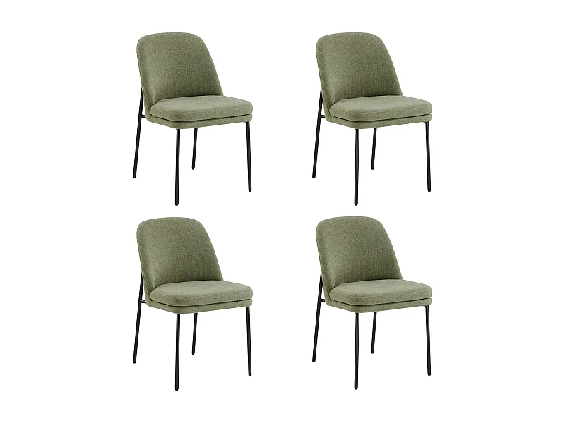 Lot de 4 Chaises de Salle à Manger, Pieds en Métal, Avec Dossier, Style Moderne Vert