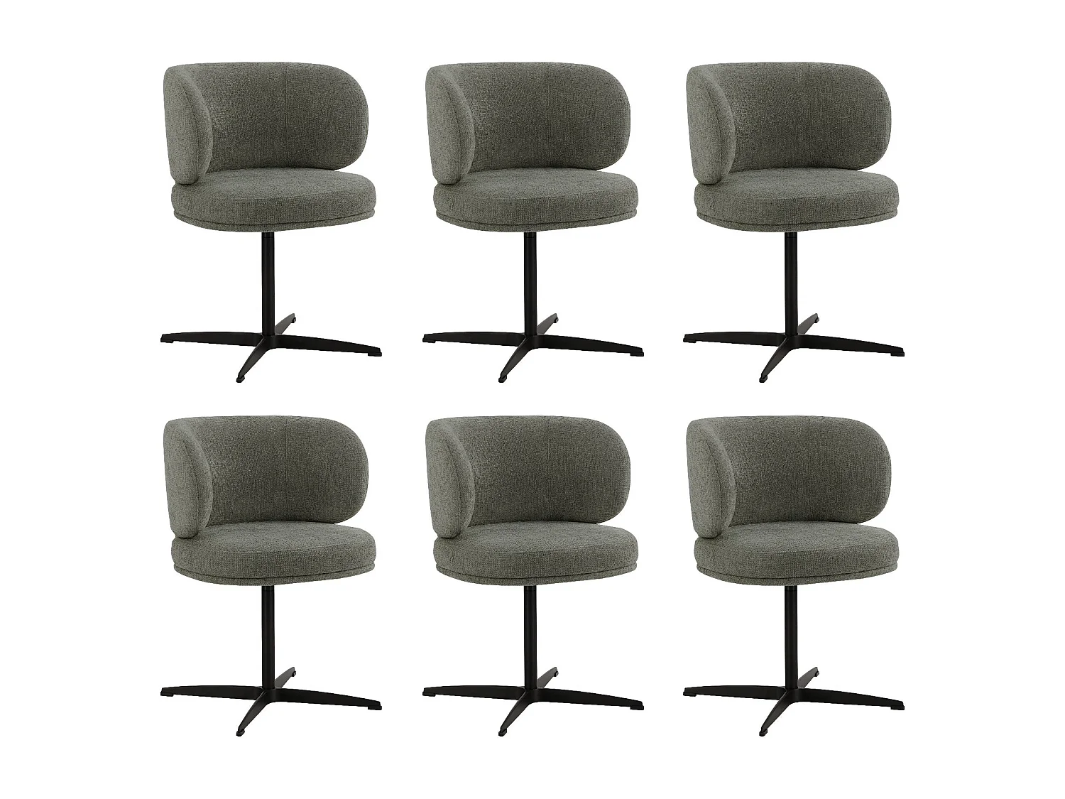 Lot de 6 Chaises de Salle à Manger Chaise de Bureau Pivotante Chaise pour Chambre-coiffeuse Gris