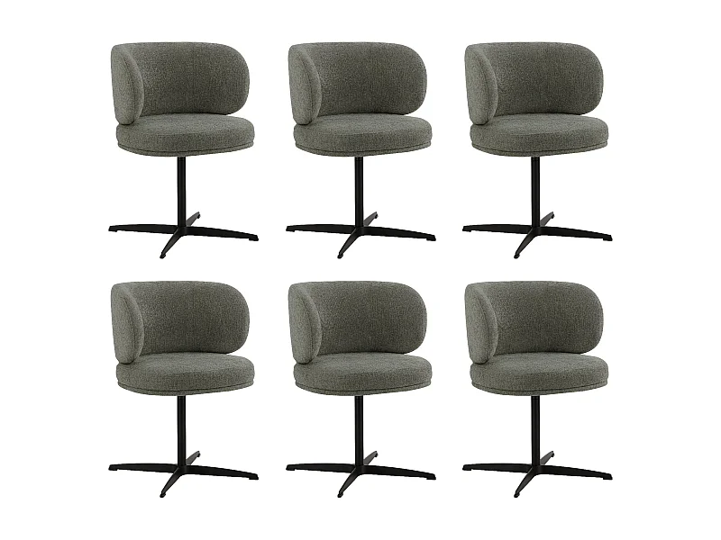 Lot de 6 Chaises de Salle à Manger Chaise de Bureau Pivotante Chaise pour Chambre-coiffeuse Gris