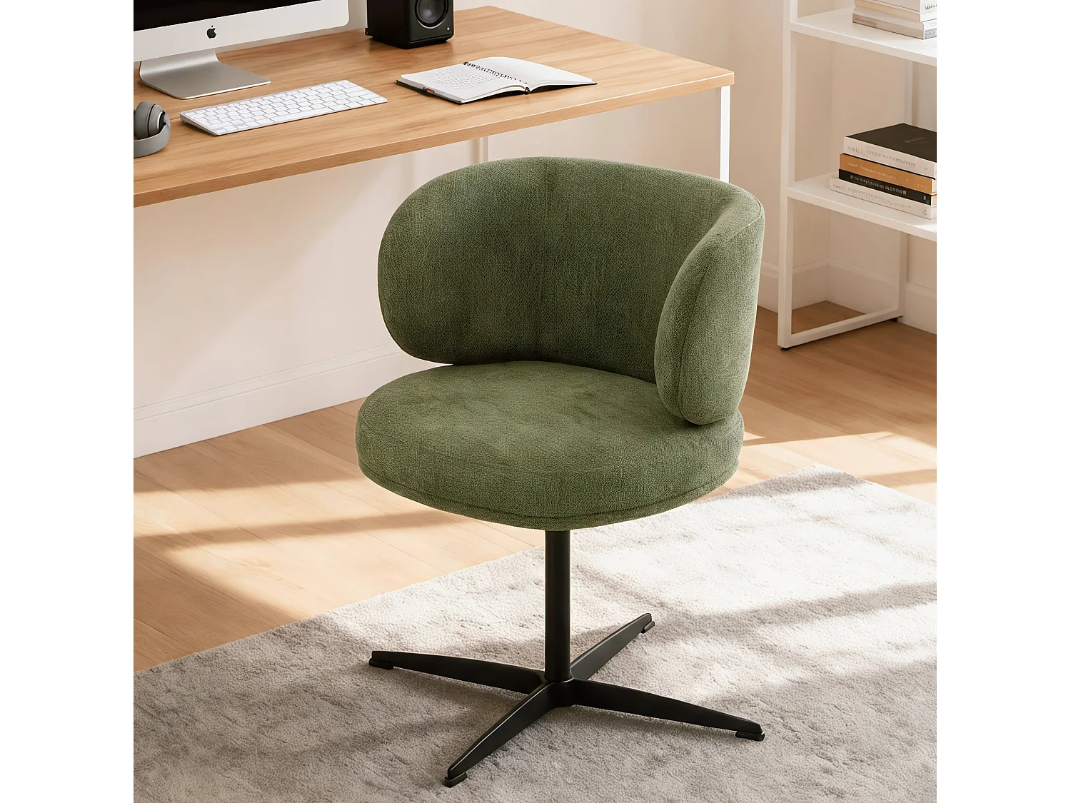 Lot de 4 Chaises de Salle à Manger Chaise de Bureau Pivotante Chaise pour Chambre-coiffeuse Vert