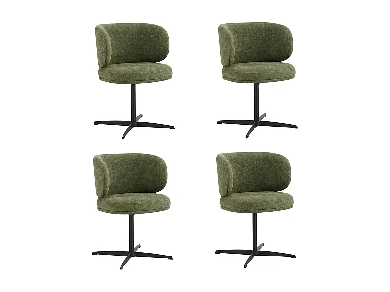 Lot de 4 Chaises de Salle à Manger Chaise de Bureau Pivotante Chaise pour Chambre-coiffeuse Vert