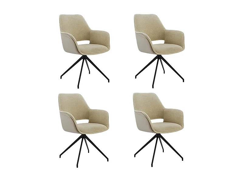 Lot de 4 Chaises de Salle à Manger,  Fauteuil Pivotant à  360°, Chaise de Cuisine  Coussinets de Pied Réglable Beige