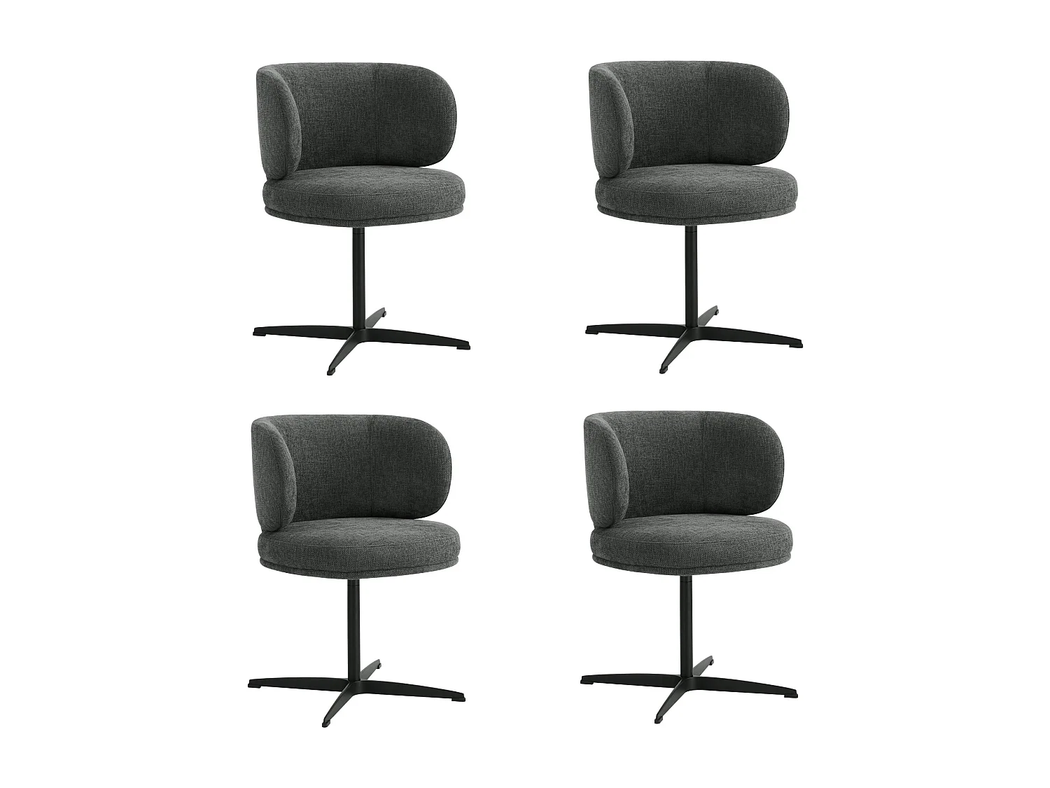 Lot de 4 Chaises de Salle à Manger Chaise de Bureau Pivotante Chaise pour Chambre-coiffeuse Gris foncé