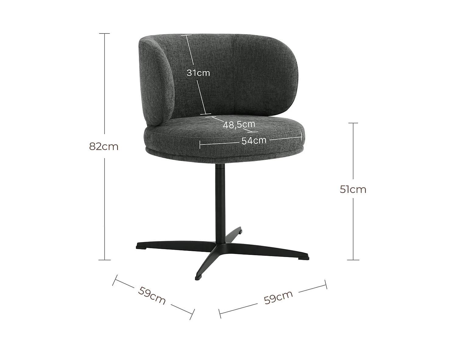 Lot de 4 Chaises de Salle à Manger Chaise de Bureau Pivotante Chaise pour Chambre-coiffeuse