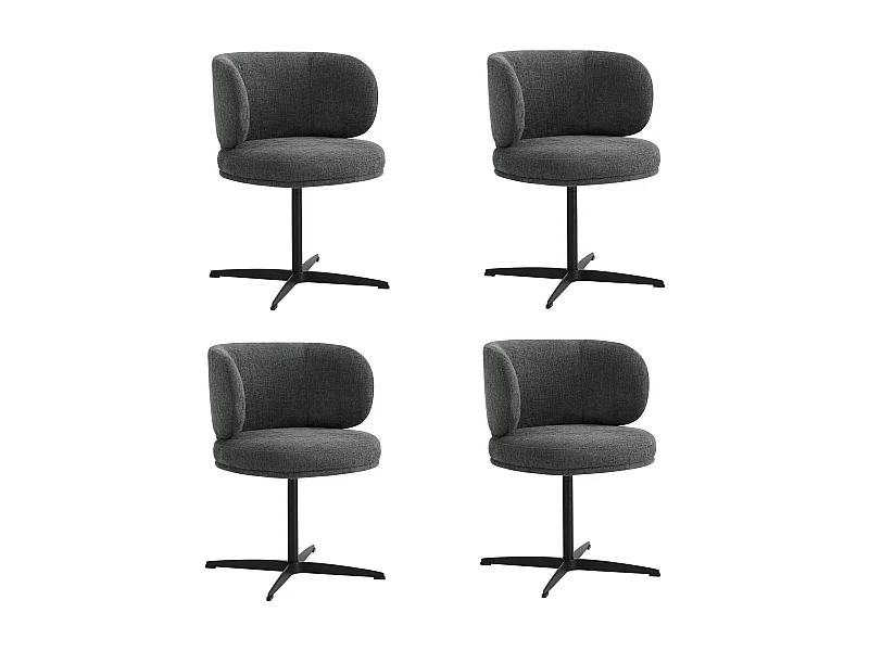 Lot de 4 Chaises de Salle à Manger Chaise de Bureau Pivotante Chaise pour Chambre-coiffeuse Gris foncé
