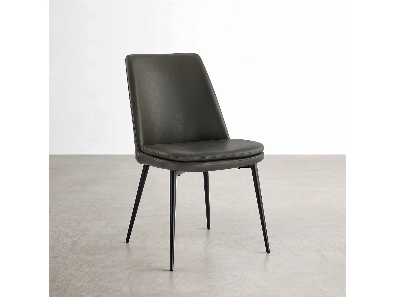 Lot de 6 Chaises de Salle à Manger, en PU, Pieds en Métal, Avec Dossier Gris Foncé